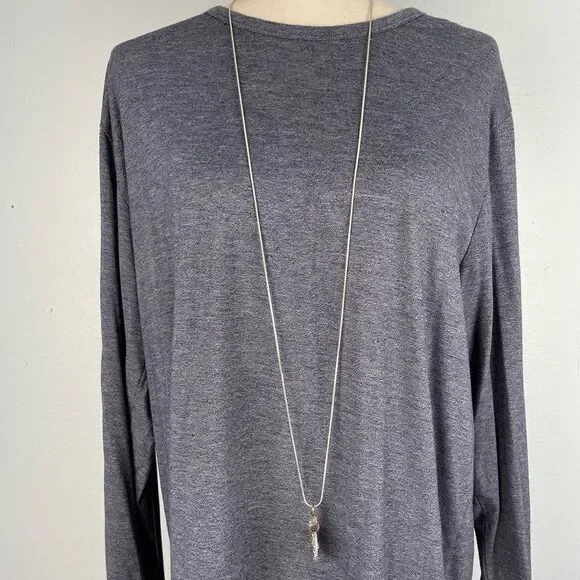 Extra Long Silver Tone Necklace And Bejeweled Pendant EUC - Picture 5 of 6